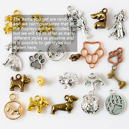 stino 100 Gram Metal Charms for Jewelry Making, Silver & Gold Plated, Bulk Pack for Bracelets, Necklaces, Crafts - color: Dog Mixed Color