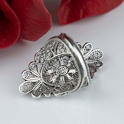 Filigranist 925 Sterling Silver Artisan Made Handcrafted Lace Embroidery Filigree Art Women Cocktail Statement Ring - style: Long