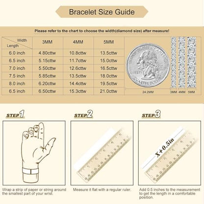 Gem's Beauty 925 Sterling Silver Tennis Bracelet Cubic Zirconia Silver Bracelets For Women 14k Gold Plated 6.5 inches-9 inches - color: Gold 4MM, size: 6.5 inches