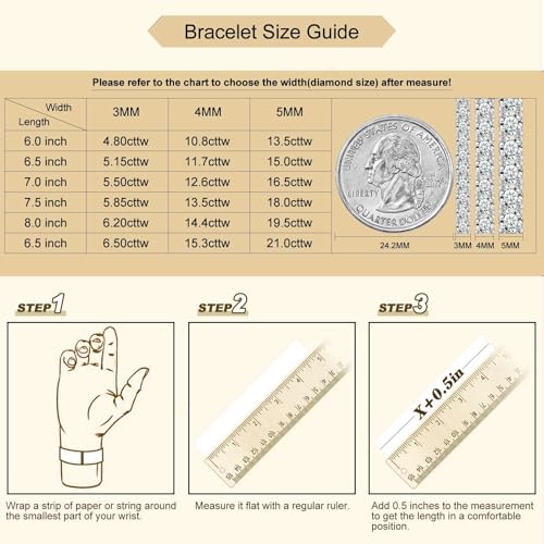 Gem's Beauty 925 Sterling Silver Tennis Bracelet Cubic Zirconia Silver Bracelets For Women 14k Gold Plated 6.5 inches-9 inches - color: Gold 4MM, size: 9 inches