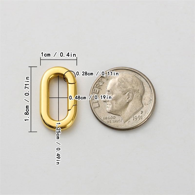 1Pc Oval Spring Clasps Connector Rings for Keychain DIY Crafts (Gold(1.25cm)) - color: Gold-A