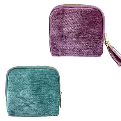 2PCS Small Travel Jewelry Pouch For Rings Gift &Use (peacock blue+purple) - color: peacock blue+purple