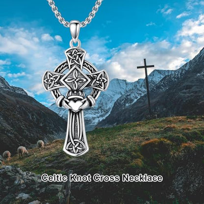 Cross Necklace for Men Women 925 Sterling Silver Cross Pendant Necklace Christian Religious Jewelry Gifts for Anniversary - color: 2-Celtic Cross-2