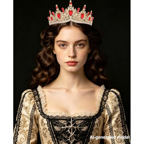Casoty Red Crystal Tiaras and Crowns for Women, Rhinestone Queen Headband Bridal Headpieces for Wedding Birthday Prom Quinceanera Pageant Party - color: Red