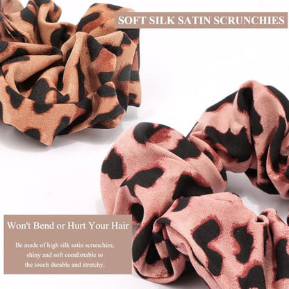 KICOSY 12 Pack Leopard Print Scrunchies Set - 6 Styles of Cheetah & Leopard Hair Ties for Daily Looks, Workouts, Party Outfits - color: leopard