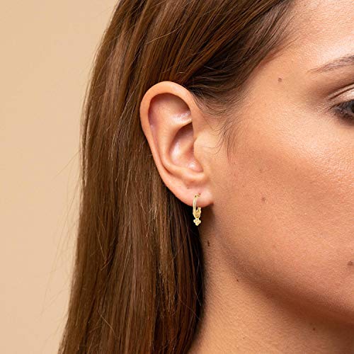 LOYATA Gold Huggie Hoop Earrings 14K Gold Plated Dainty Small Simple Hypoallergenic Jewelry Gift for Women - style: Clover