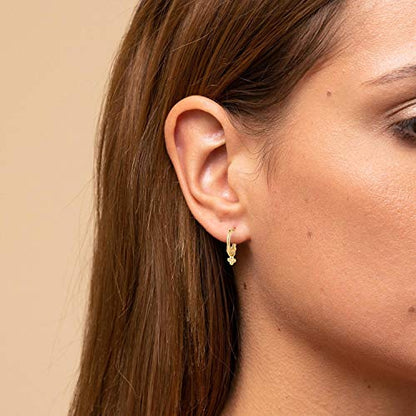 LOYATA Gold Huggie Hoop Earrings 14K Gold Plated Dainty Small Simple Hypoallergenic Jewelry Gift for Women - style: Clover