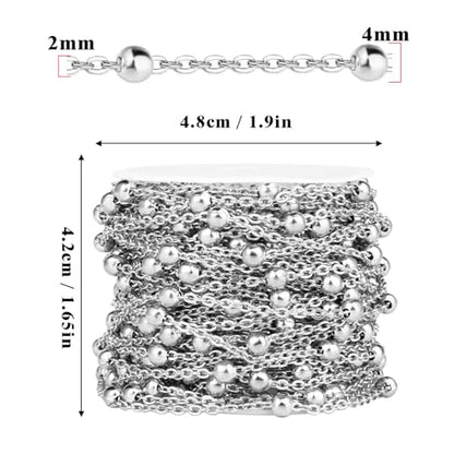 33FT 2mm Stainless Steel Satellite Bead Chains Roll Bulk for Jewelry Making | 304 Stainless Steel Ball Beaded Cable Link Chains Spool for Necklace DIY Craft - color: Stainless Steel Big Beads Satellite Cable Chain