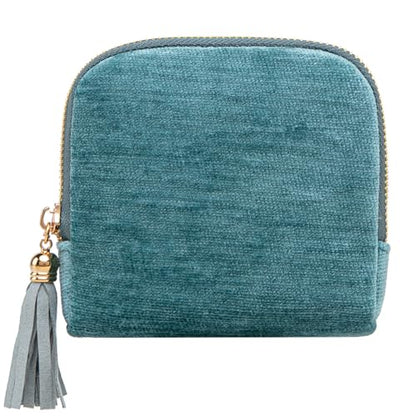 Women's Coin Purses Velvet Mini Travel Jewelry Case Bag with Tassel - color: A-Mint Green
