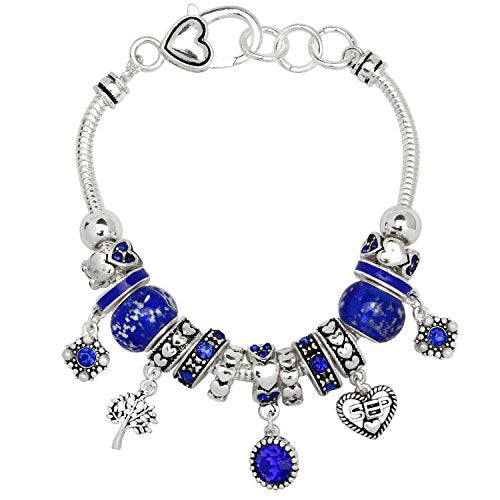 Falari Birthstone Bracelet Multi-Color Charm Beads Silvertone Birthday Gifts for Women - color: 09-September