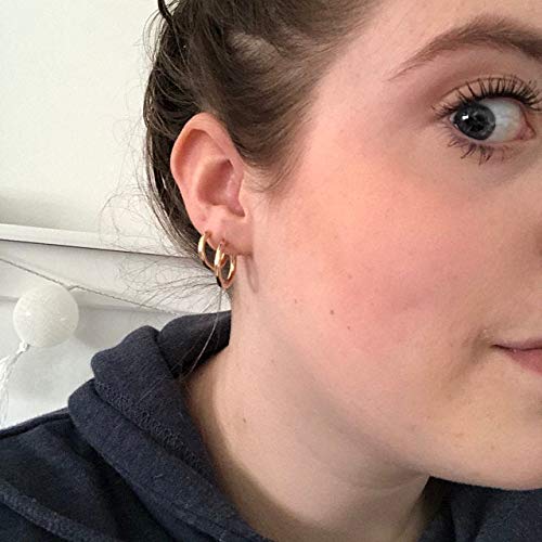 Gold Hoop Earrings for Women 14K Gold Plated | 925 Sterling Silver Post Hypoallergenic Hoop Earrings - color: Gold, size: 14-16-20mm