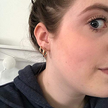 Gold Hoop Earrings for Women 14K Gold Plated | 925 Sterling Silver Post Hypoallergenic Hoop Earrings - color: Gold, size: 14-16-20mm