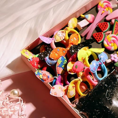 YANRONG Hair Accessories Set (1189PCS) - Candy Colors Eco-friendly Nylon Hair Ties, Disposable Rubber Bands, Hair Bands, and Hair Clips for Women and Girls - Pink - color: Pink