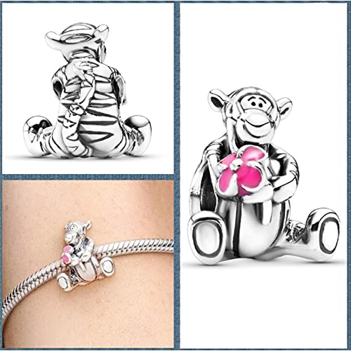 Jewelry Love Heart Charms for Women Bracelets and Necklaces | 925 Sterling Silver,Mother's Day Birthday Christmas - color: Red Flower Tigger Charm