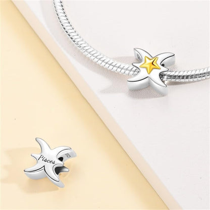 925 Sterling Silver 12 Astrological Signs Charm for Bracelets and Necklace Happy Birthday Charms for Bracelet and Necklace Valentine's Day Mother's Day Gift - style: Pisces Charm