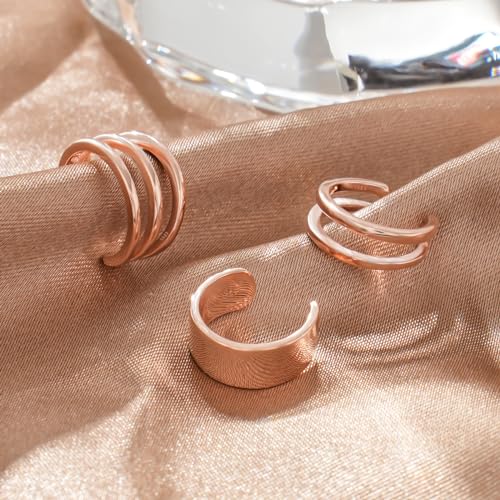 CHIC & ARTSY 925 Sterling Silver Ear Cuffs for Women, Non Piercing Clip On Cartilage Cuffs, Adjustable Fake Conch & Helix Earrings, Gold Plated & Oxidized Various Styles - color: ear cuff #10