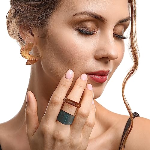Resin Chunky Rings for Women Multicolor Acrylic Plastic Rings Set Cute Trendy Aesthetic Y2k Statement Rings Thick Dome Heart Knuckle Finger Jewelry - color: 3PCS