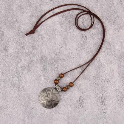 Bohemian Necklaces for Women Long Leather Necklace with Large Pendant Chunky Boho Hippie Jewelry Pendant Chocker Necklace - style: Womens Bohemian Necklaces