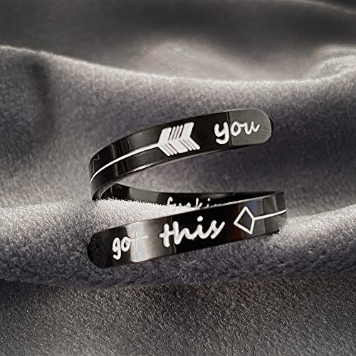 Opening Black Keep Going ring Stainless Steel Adjustable Never give up Jewelry Inspirational Opening Stacking Cute Hiphop Band - style: You F Got this
