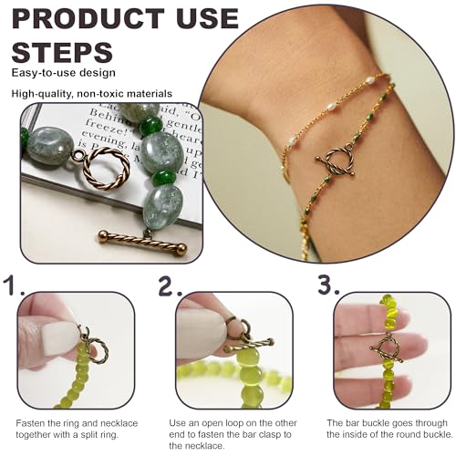 Heather's CF Toggle Jewelry Clasps – Durable Quality, Antique Twisted Brass Finish Toggle Clasps & Closures for Necklace, Bracelet & Charms – Ideal for DIY, & Jewelry Making – Small (Set of 100) - color: Twisted brass toggle clasp