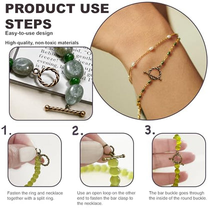 Heather's CF Toggle Jewelry Clasps – Durable Quality, Antique Twisted Brass Finish Toggle Clasps & Closures for Necklace, Bracelet & Charms – Ideal for DIY, & Jewelry Making – Small (Set of 100) - color: Twisted brass toggle clasp
