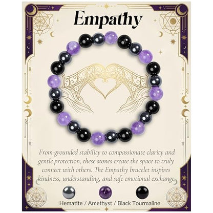 Bivei Protection Crystal Healing Bracelet | 8MM Strength Bracelet Spiritual Stretch Beaded Jewelry for Women Men Gift - color: Empathy, size: Medium 6.8-7.3 inch