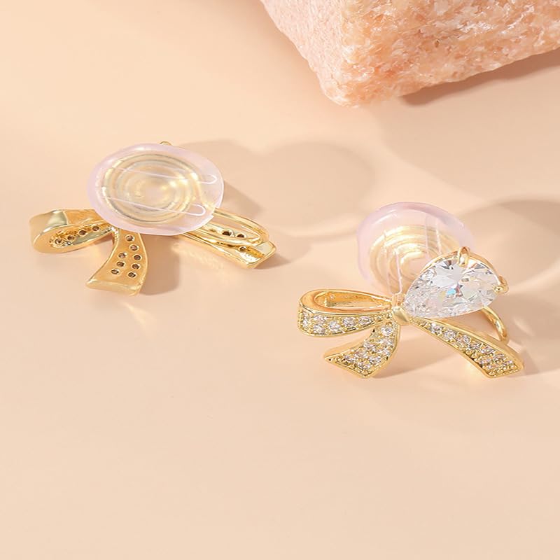 Ear Cuffs Earrings for Women Non Piercing Cartilage Cuff Wrap Clip on Earrings Trendy Pearl Rhinestone Tassel Chain Earrings Jewelry for Women - color: CZ Bow Ear Cuff