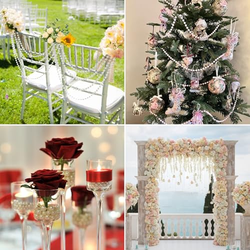 4mm Faux Pearl Beads String Garland Pearls for Crafting 66 Feet, Ivory | Bead Roll Strand for Wedding Party Christmas Tree Decorations - size: 4mm/66ft