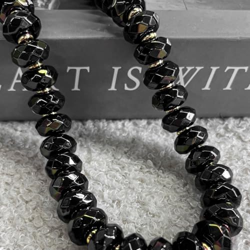 Colorful Chunky Acrylic Beaded Choker Necklaces for Women | Multicolor Faceted Beads, Sturdy Metal Chain, Adjustable Detachable, Lightweight, Summer Boho, Sparkly Statement Jewelry Gift - color: Black