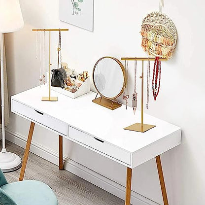 Stainless Necklace Display and Jewelry Stands, 2 Pack Adjustable Height Purse Display Stand, Non-Slip Jewelry Holder Organizer T-bar Tower Necklaces Rack for Vendors Retail Store Counter Home Closet