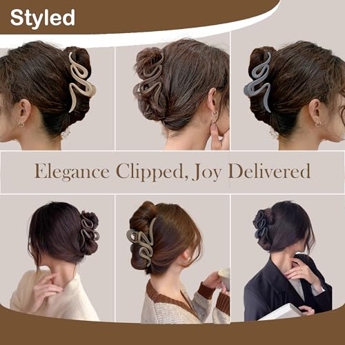 Extra Large Hair Claw Clips for Thick Hair, Big Non-Slip Claw Clips for Women, 5 Pack 5.1" Jelly & Matte Hair Clips for Long Hair (Infinity 5pcs 5.1") - color: Infinity 5pcs 5.1"