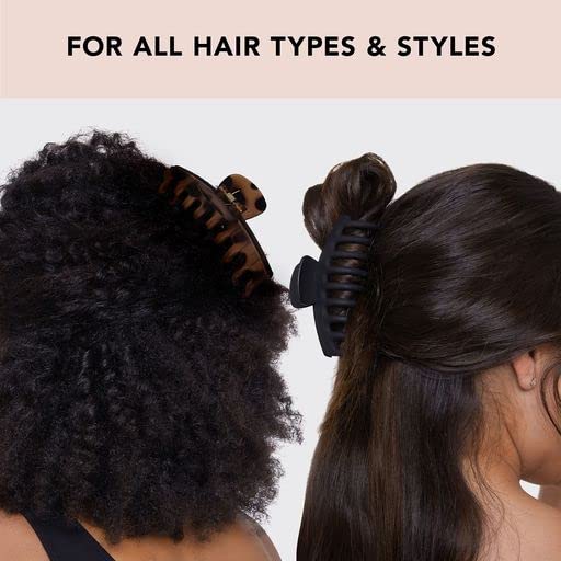 Kitsch Large Hair Clips For Women - Black & Tortoise, 2pcs | Durable Recycled Plastic Claw Clips for Styling & Updos – Secure All-Day Hold Hair Clips For Thick Hair, Comfortable Fit