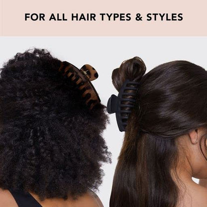 Kitsch Large Hair Clips For Women - Black & Tortoise, 2pcs | Durable Recycled Plastic Claw Clips for Styling & Updos – Secure All-Day Hold Hair Clips For Thick Hair, Comfortable Fit