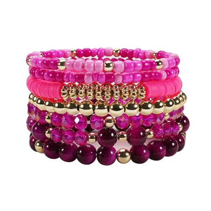 Boho Wooden Beads Bracelets Bohemian Bracelet Stack for Men Women Wood Beaded Bracelet Set - color: I