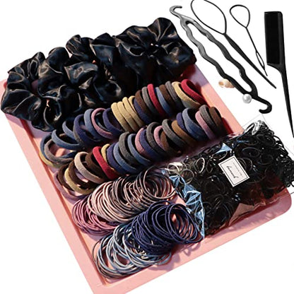 YANRONG 755PCS Hair Accessories for Woman Set Seamless Ponytail Holders Variety Hair Scrunchies Hair Bands Scrunchy Hair Ties For Thick and Curly (Mix) - color: 755PCS（Mix）