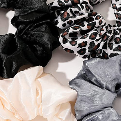 Scrunchies Hair Ties for Girls Women Elastics Bands Ponytail Holder Pack of Neutral Hair Accessories Big Large Scrunchie Cute Hairties for Thick Hair - color: BPGLeopard