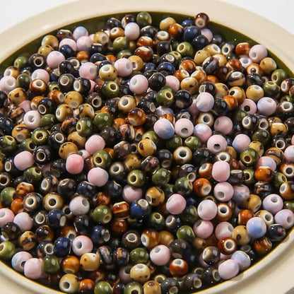 CZZZY Ceramic Beads,200Pcs Mixed Color Speckled Beads, 6mm Round Reactive Glaze Loose Beads for DIY Jewelry Making Bracelet Necklace Earring Craft Supplies - color: round