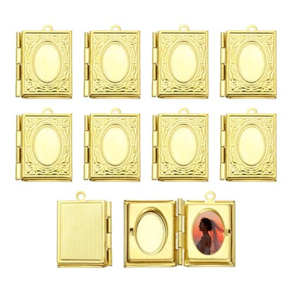 MECCANIXITY Custom Photo Locket Charm, Copper Retro Picture Locket Pendants for DIY Memorial KeyChains Necklace Bracelet Jewelry Making - color: Dark Copper, style: Book