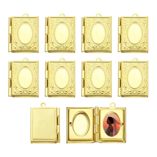 MECCANIXITY Custom Photo Locket Charm, Copper Retro Picture Locket Pendants for DIY Memorial KeyChains Necklace Bracelet Jewelry Making - color: Dark Copper, style: Book