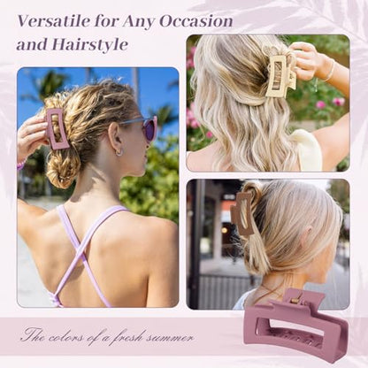 Auseibeely 4Pcs Cloud Claw Clips for Women, 3.35 Inch Medium Silicone Hair Clips, Non-Slip Squishy Claw Clip for Thin/Medium Hair, Strong Hold Durable Square Jaw Clip, Soft & Flexible, Multicolor - color: Silicone-3.35 Inch