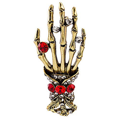 Premium Handmade Enamel Lapel Pin Brooch Badge - color: Day of the Dead Gold Hand, size: 1 Pin
