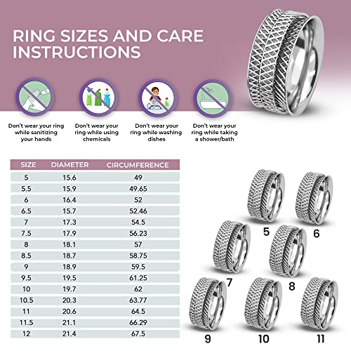 Shop LC 925 Sterling Silver Fidget Spinner Ring for Women - color: Checker Box
