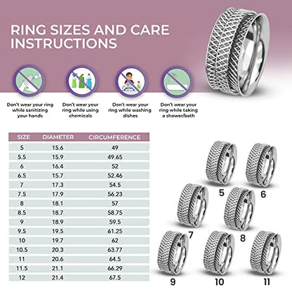 Shop LC 925 Sterling Silver Fidget Spinner Ring for Women - color: Checker Box