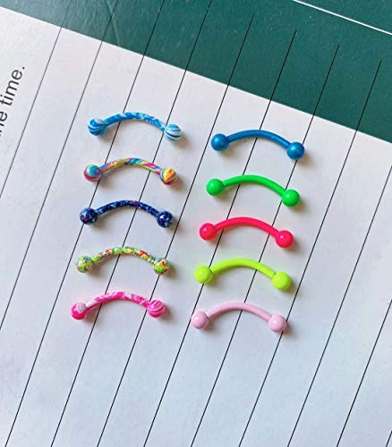 20-48Pcs 16G Eyebrow Piercing Rook Curved Barbell Kit Eyebrow Tragus Lip Rings for Women Men 8-10mm - color: G: 30pcs 8mm