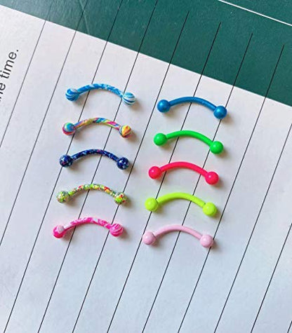 20-48Pcs 16G Eyebrow Piercing Rook Curved Barbell Kit Eyebrow Tragus Lip Rings for Women Men 8-10mm - color: G: 30pcs 8mm
