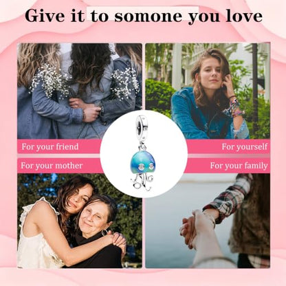 925 Sterling Silver Charms Pendants Mom Heart Dog koi fish Sea Turtle Football Charms for bracelet Pendants Beads Mom Sister Wife Family, Friends, Birthday gifts - style: Blue Jellyfish Pendant