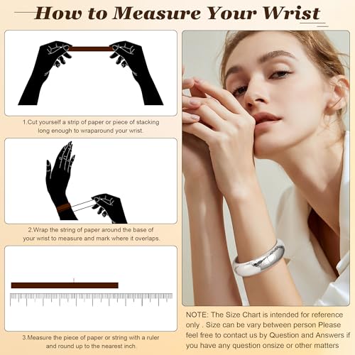 NICEIGHT 18K Gold Plated Chunky Bangle Bracelets for Women Gold Wide Cuff Bangle Bracelet Hammered Minimalist Thick Gold Wrist Wrap Bracelets - color: Silver Thin Hammered Bracelet