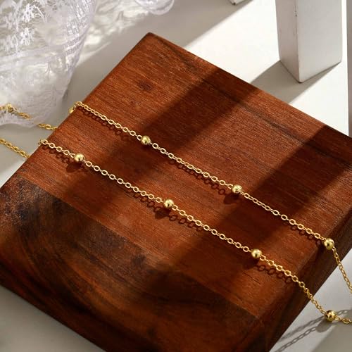 Warshion Ankle Bracelets for Women - 14K Gold Plated Waterproof Gold Anklet Delicate Chain Women's Anklets Summer Beach Pearl Jewelry Layering Gift Non Tarnish - style: ANKLETS-F