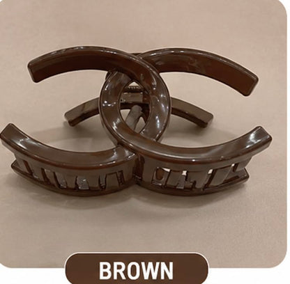 Designer Logo Hair Claw Clips,disponible color, Pink, White,Black,Brown,Beige Large Size