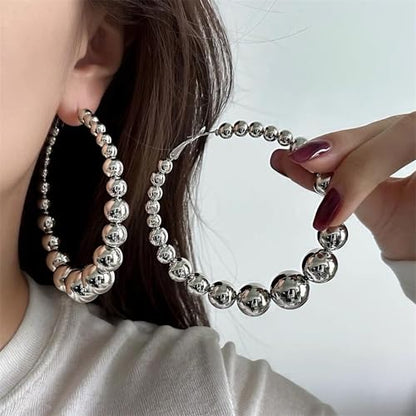 Gold Large Hoop Earrings Lightweight Chunky Gold Earrings Big Hoop Earrings for Women Silver Chunky Earring Gold Statement Earring Fashion Trendy Jewelry - style: A - silver